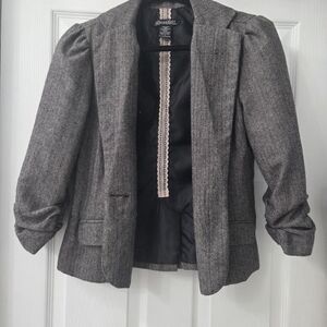 Women's Black/Gray Wool Tweed Blazer